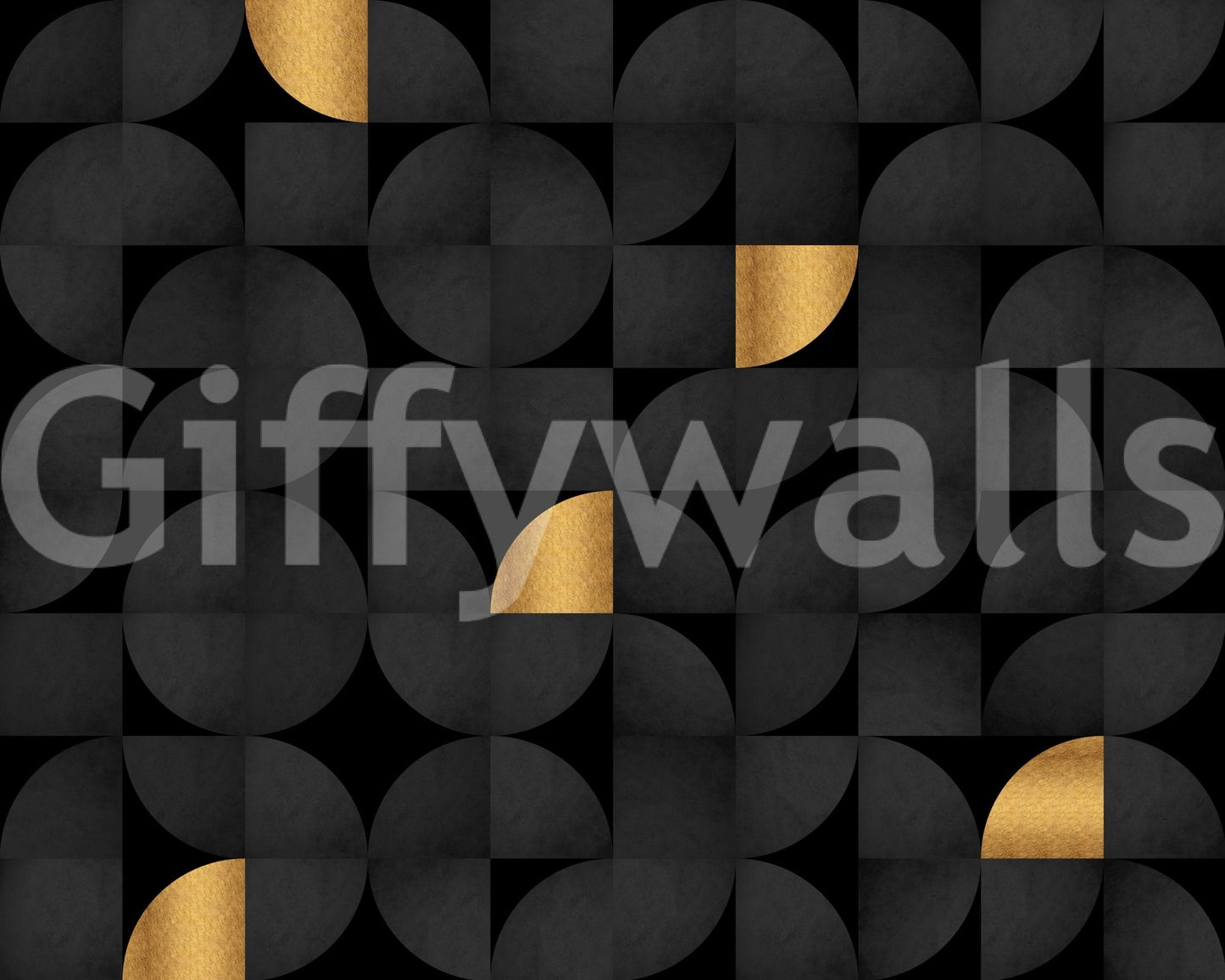 Stylish geometric wallpaper mural with gold and black tones

