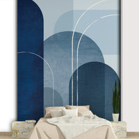 Subtle Mid Century Blue Linen 2 mural for vintage interiors


