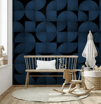 Mid-Century Blue Stone Wall Mural