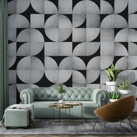 Bold mid-century modern concrete mosaic mural for interiors

