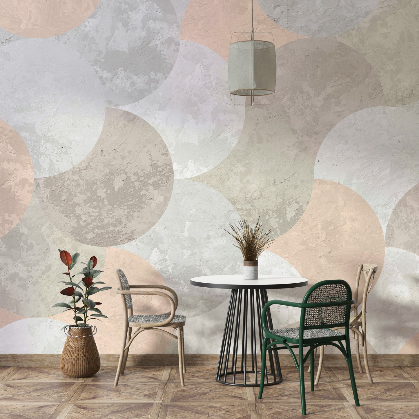 Mural wallpaper with retro forms


