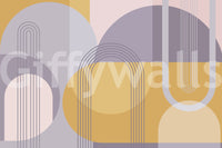 Colorful mid-century abstract mural for living rooms and offices.

