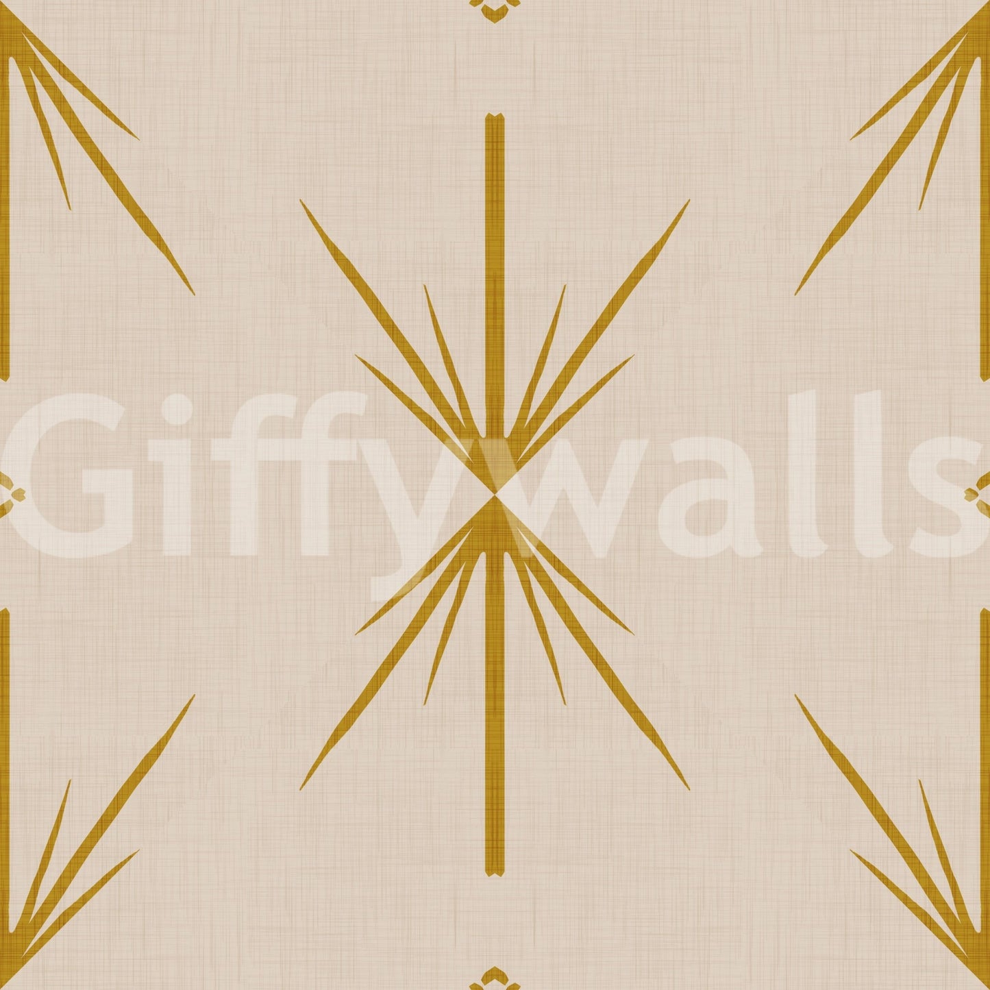 Mid Century Modern Atomic Starburst Cross Mustard Wallpaper⁠