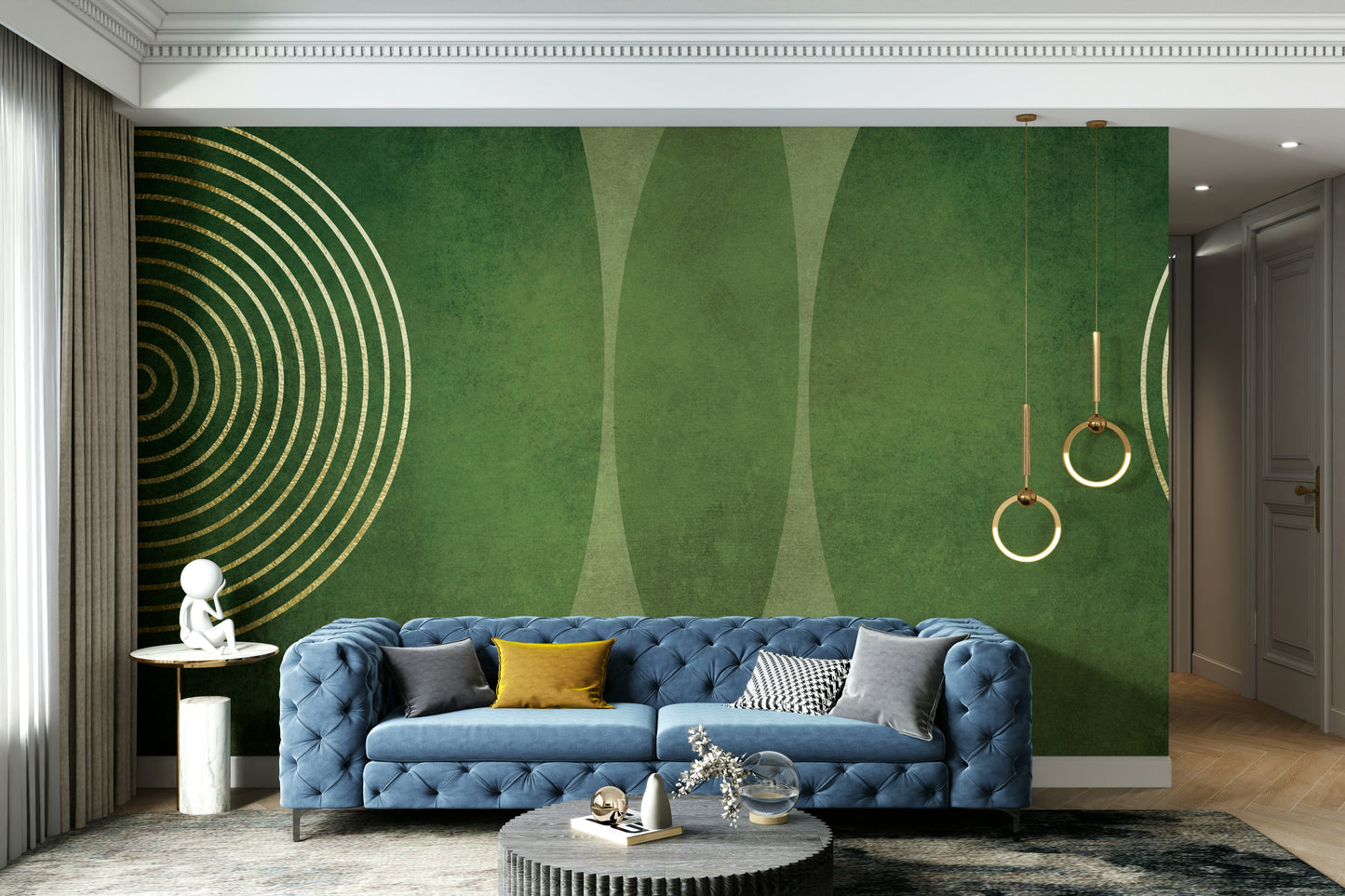 Mid Century Modern Green Wall Mural