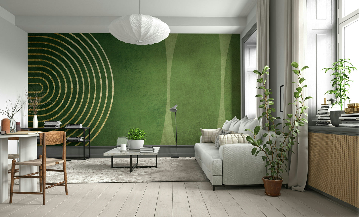 Mid Century Modern Green Wall Mural