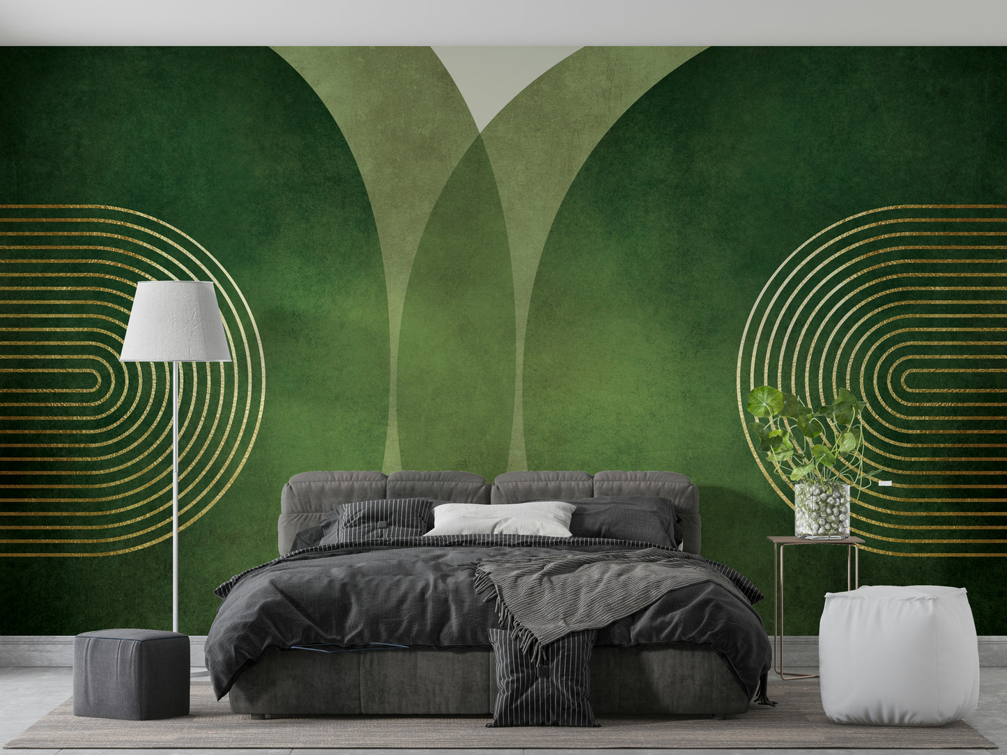 Mid Century Modern Green Wall Mural