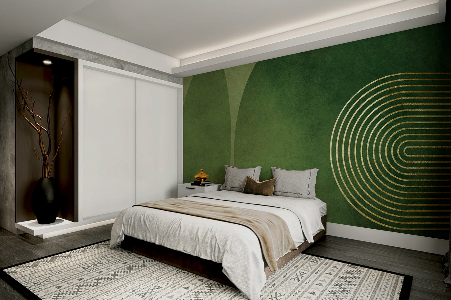 Mid Century Modern Green Wall Mural