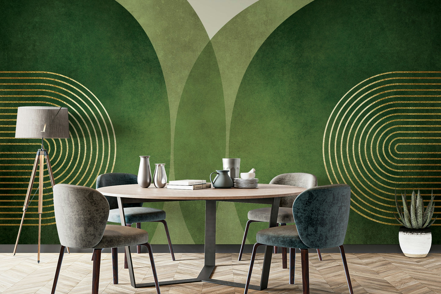 Mid Century Modern Green Wall Mural
