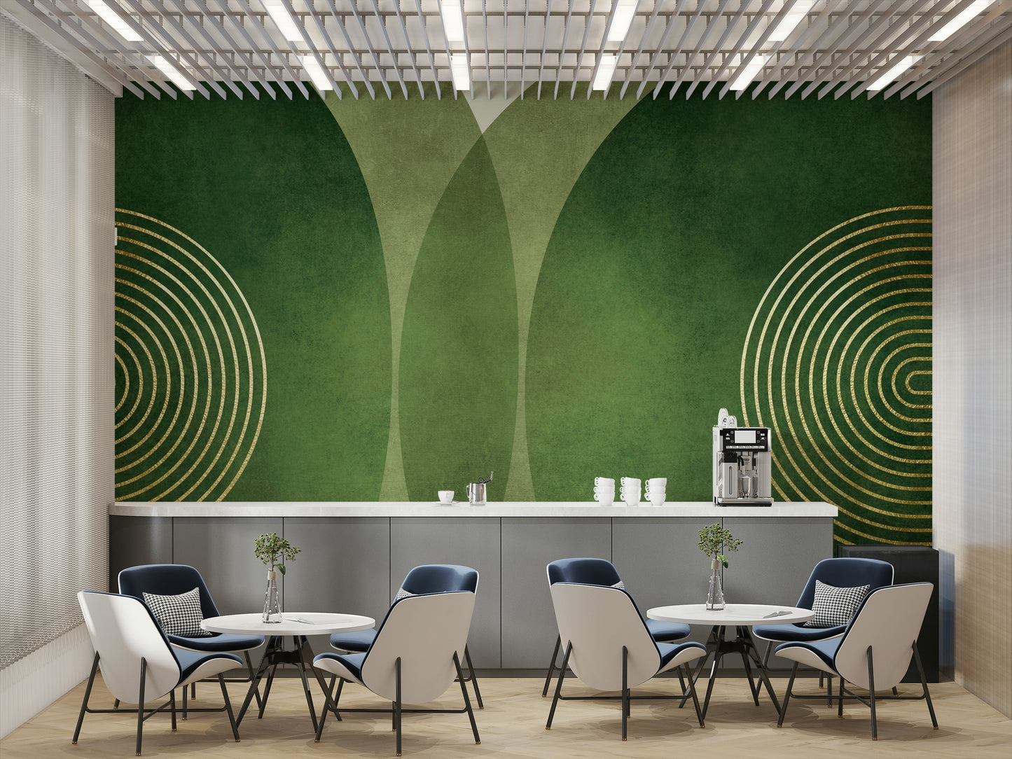 Mid Century Modern Green Wall Mural
