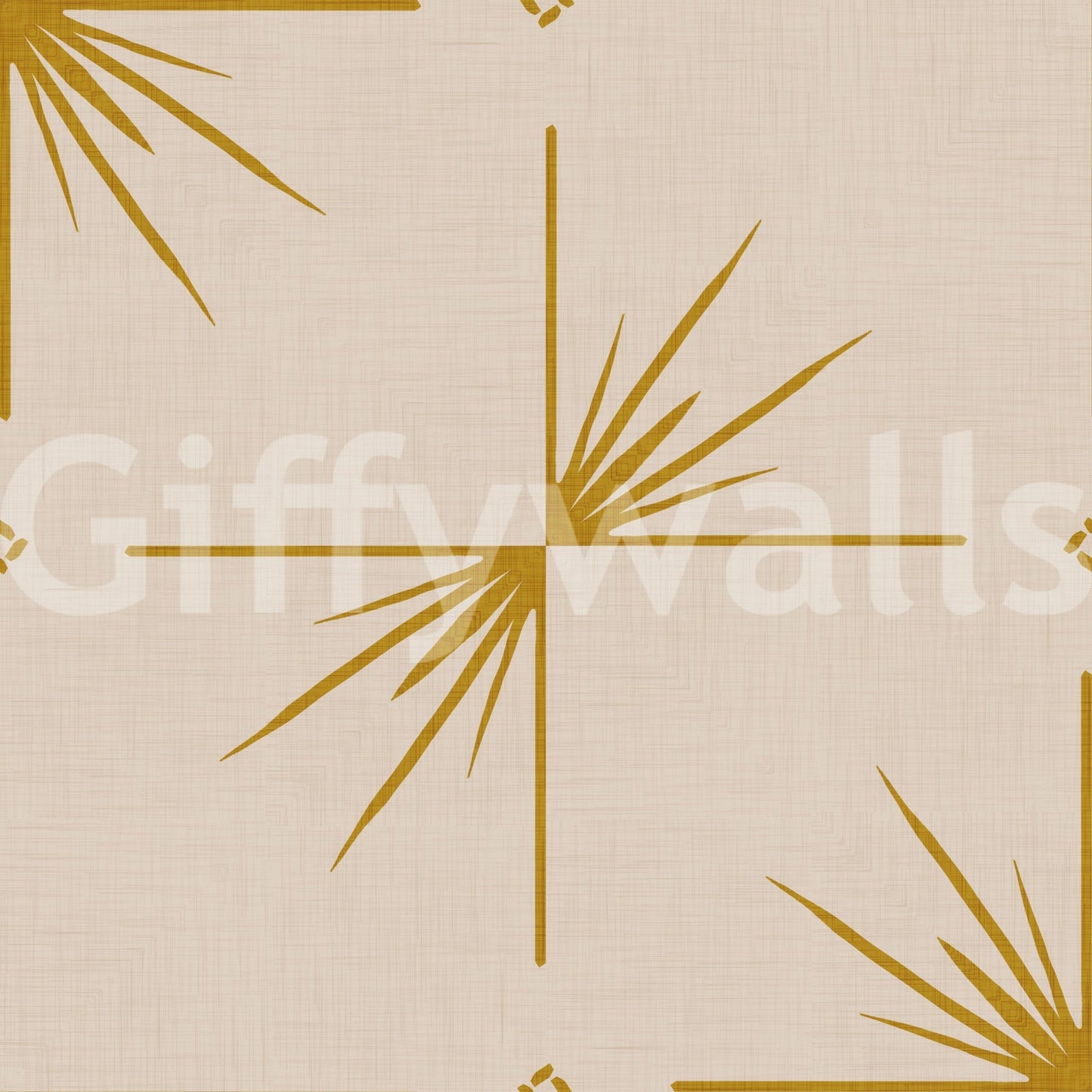 Mid Century Modern Starburst Cross Mustard Cream Wallpaper⁠