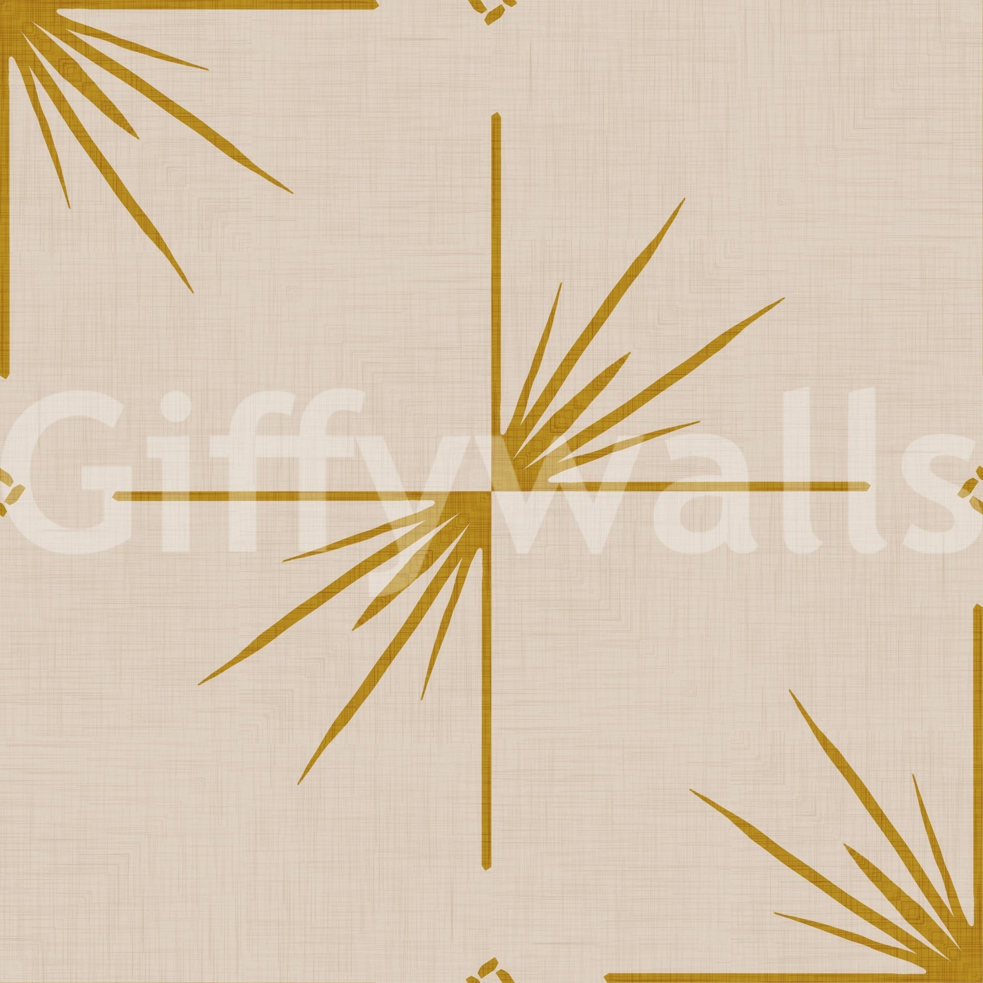 Mid Century Modern Starburst Cross Mustard Cream Wallpaper⁠