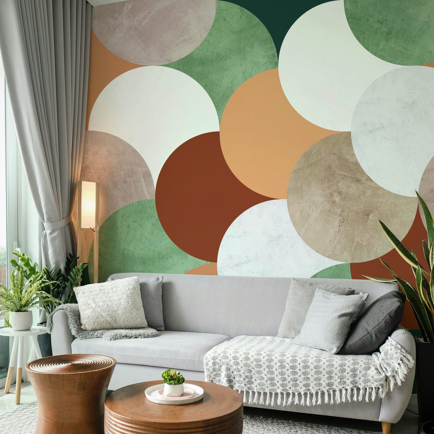 Mural wallpaper with classic shapes

