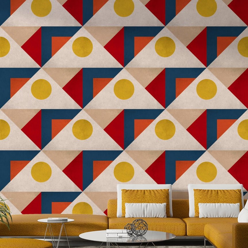 Bright wall mural for mid-century modern homes

