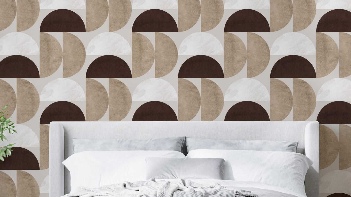 Retro-style semicircles in bold color palette

