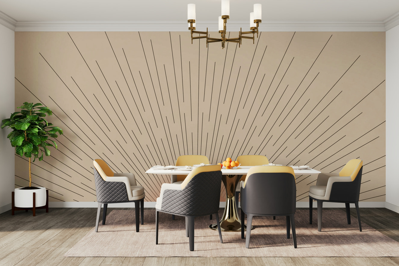 Mid-century style sunburst wall mural

