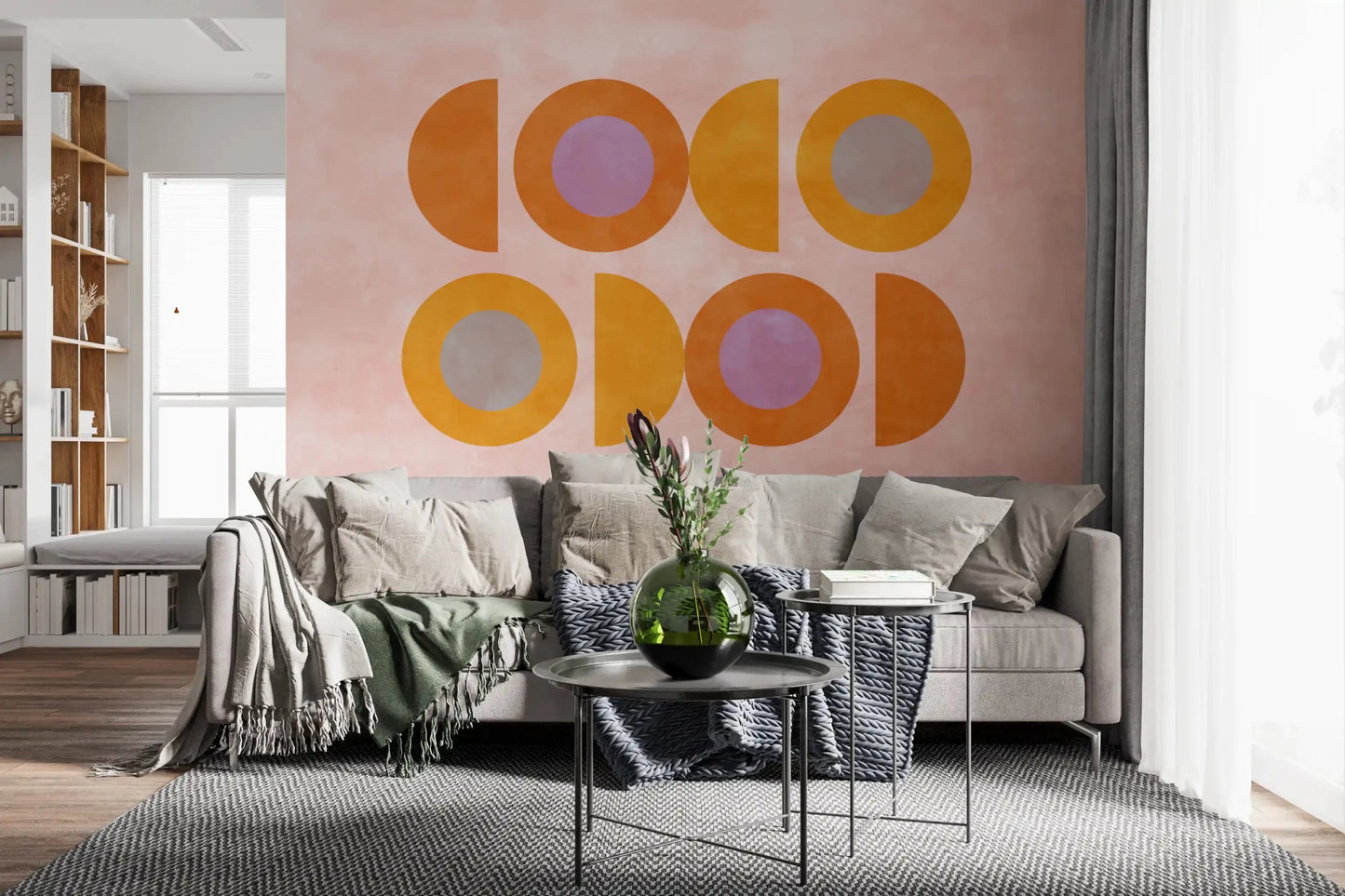 Mid-Century Sunset Shapes Wall Mural