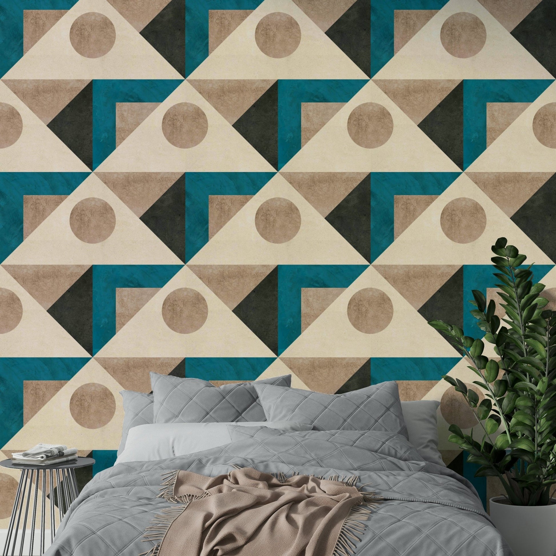 Retro teal wallpaper for calm, stylish interiors

