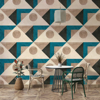 Decorative teal mural with classic mid-century look

