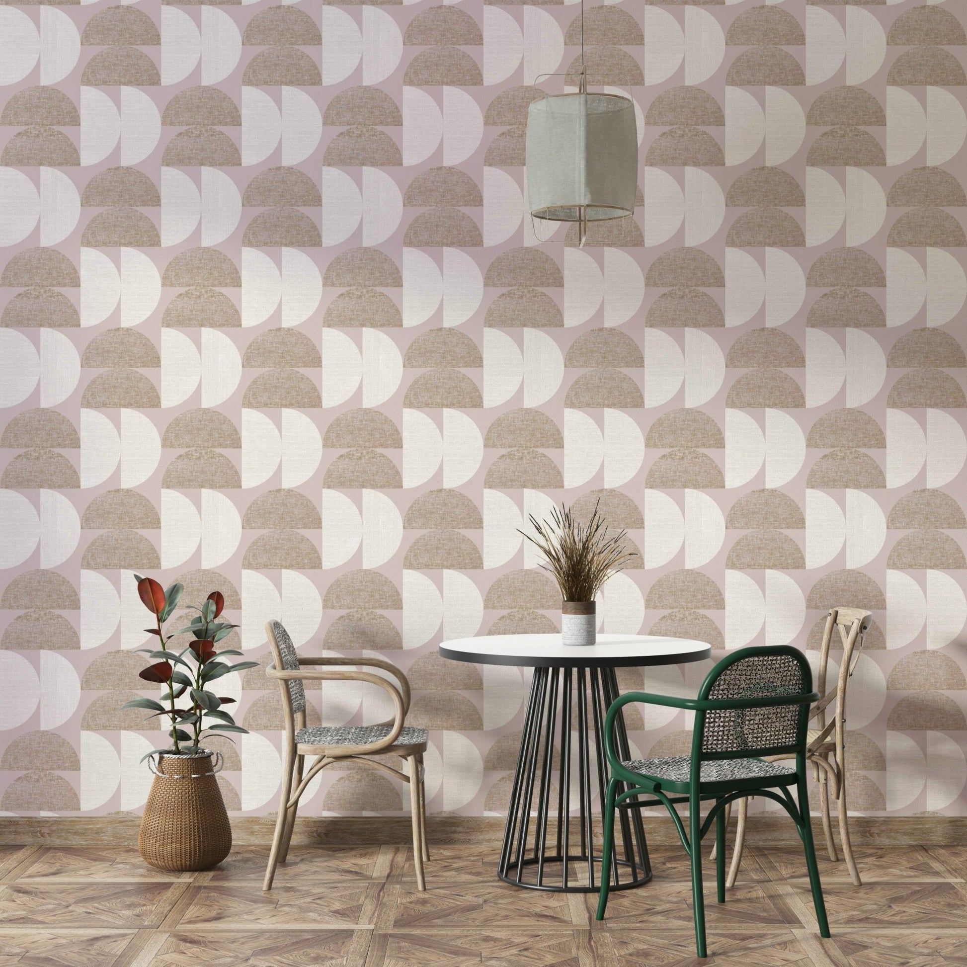 Geometric mid-century design in bold warm tones

