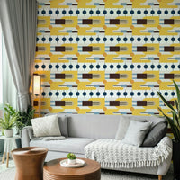 Retro-inspired wallpaper with ovals and shapes

