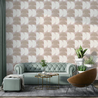 Retro geometric wallpaper in mustard and brown

