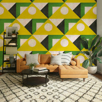 Mid-century modern mural wallpaper with color pop

