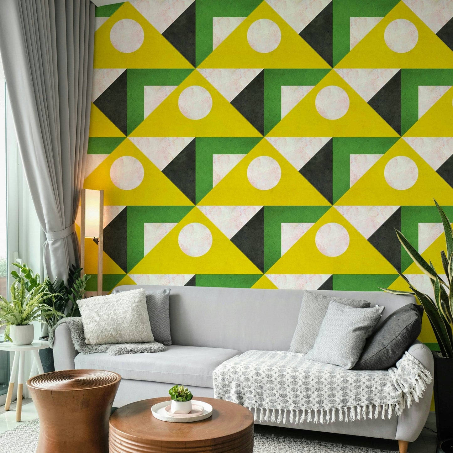 Mustard yellow wallpaper for cheerful interiors

