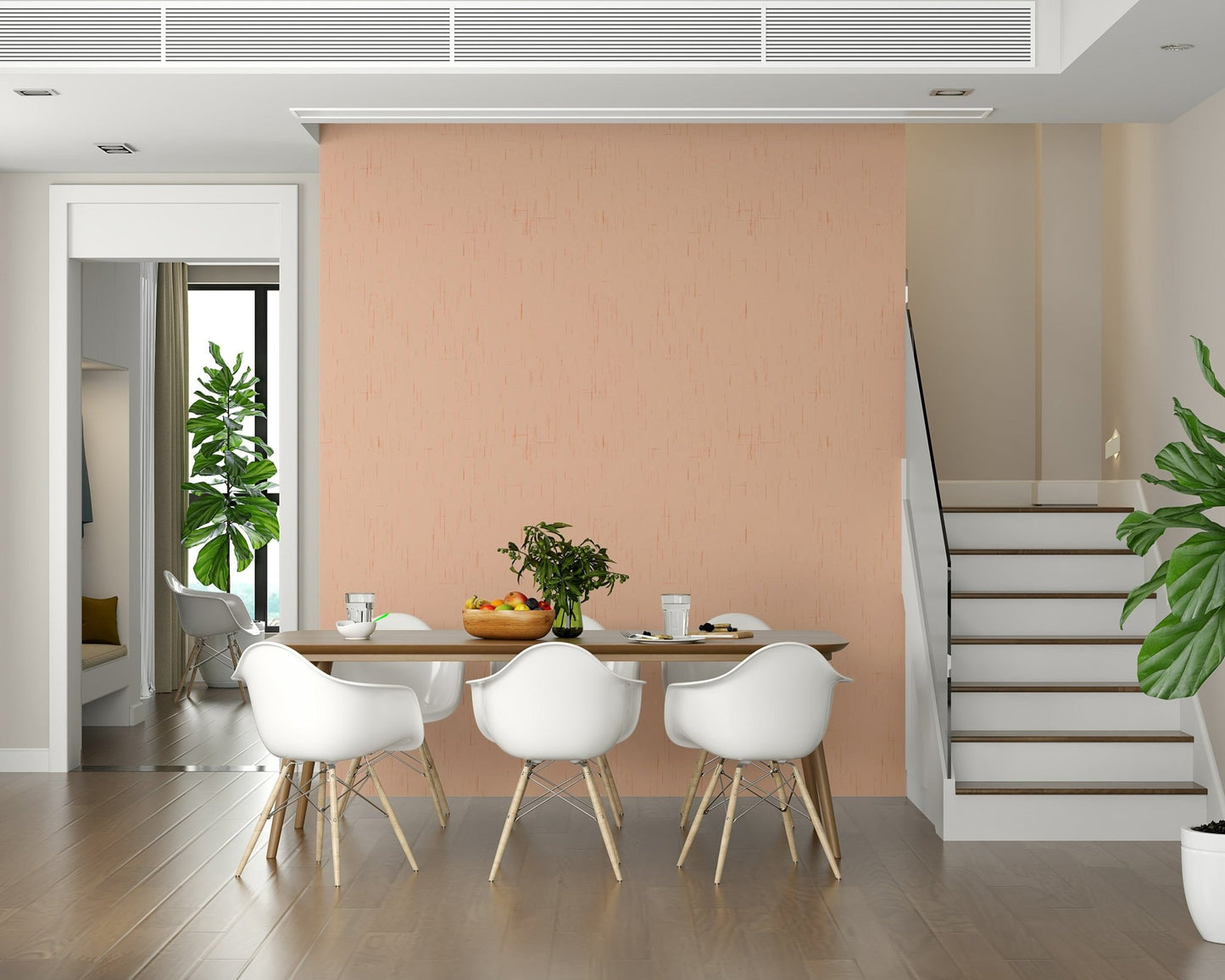 Soft Coral Linen Texture Pink Wall Mural, Minimalist Design.