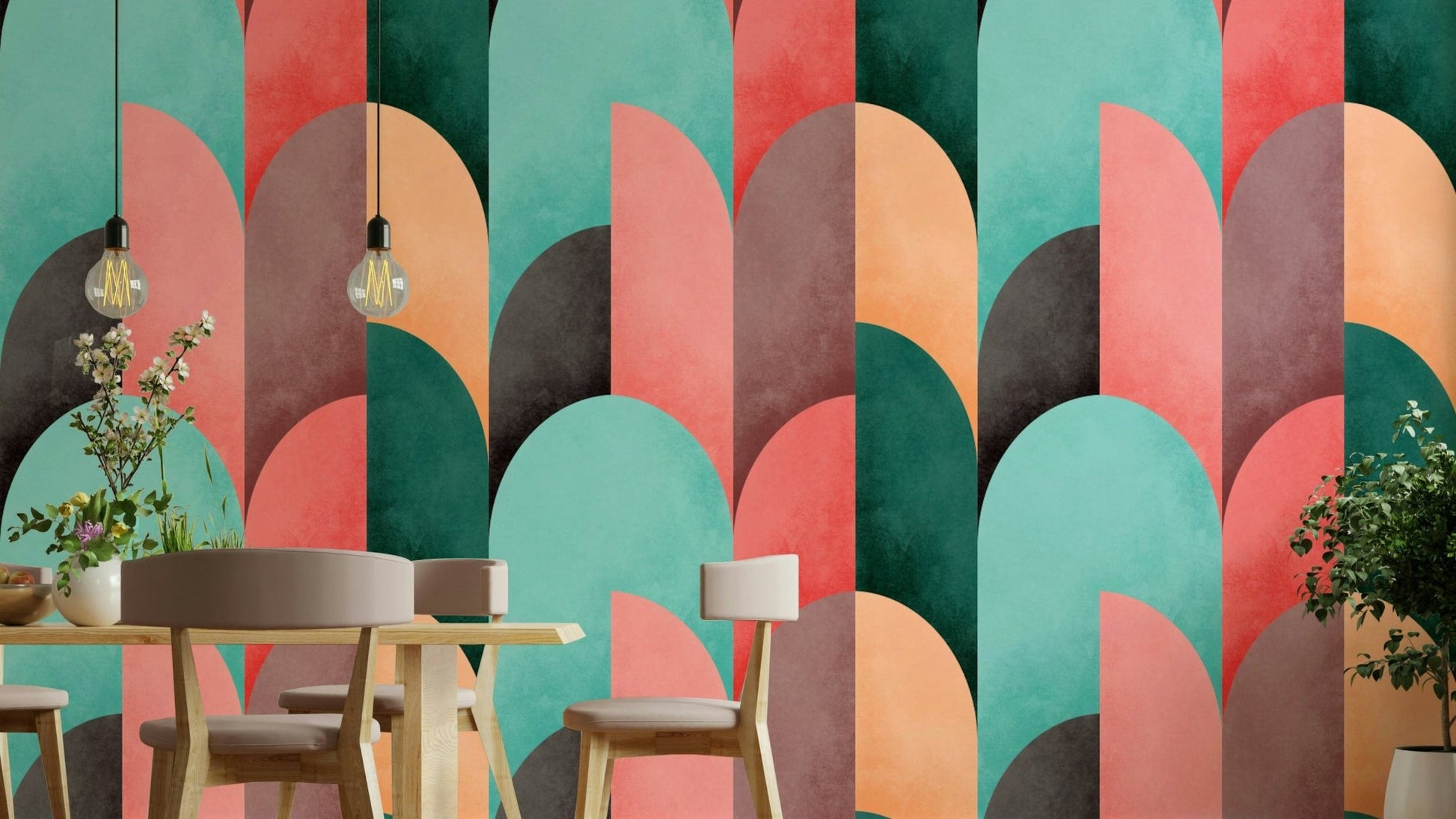 Mid Mod Geometry Sunrise Wallpaper⁠