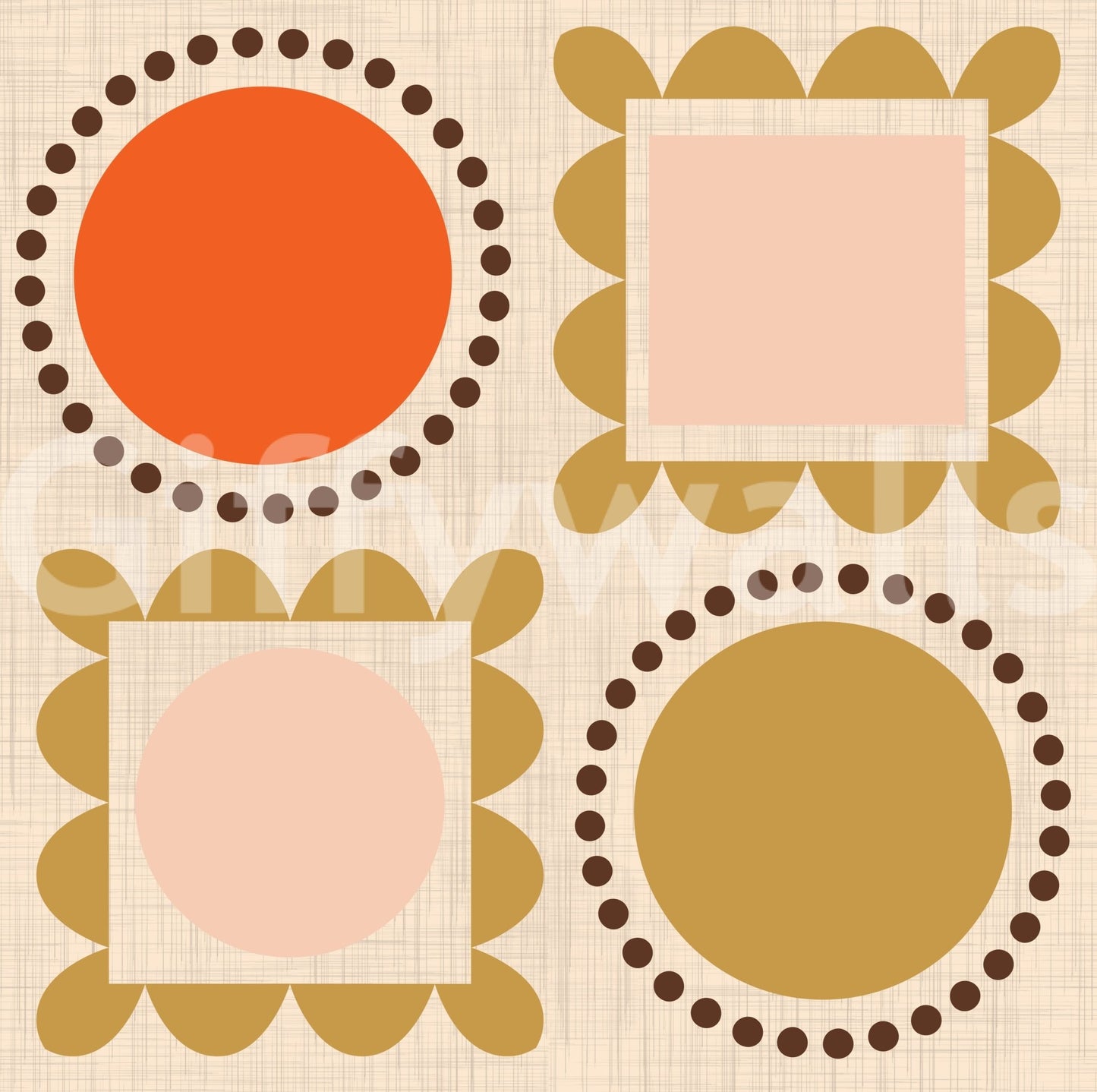 Mid Mod Pictures Frames - Beige Pink Ocher Wallpaper⁠