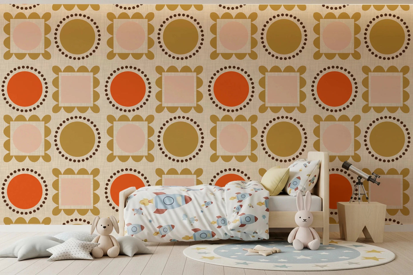 Mid Mod Pictures Frames - Beige Pink Ocher Wallpaper⁠