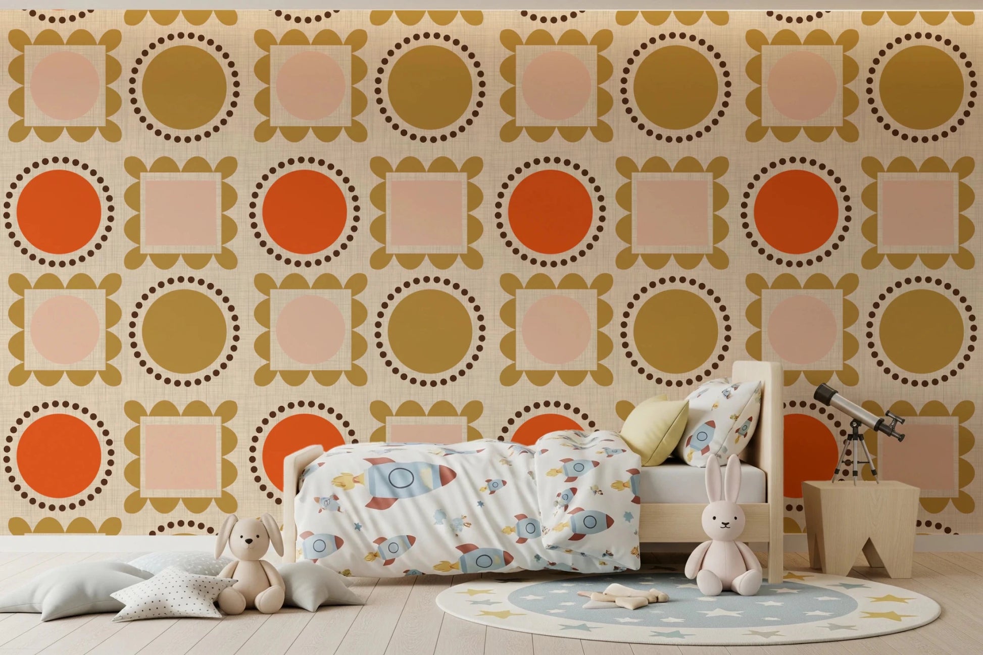 Mid Mod Pictures Frames - Beige Pink Ocher Wallpaper⁠