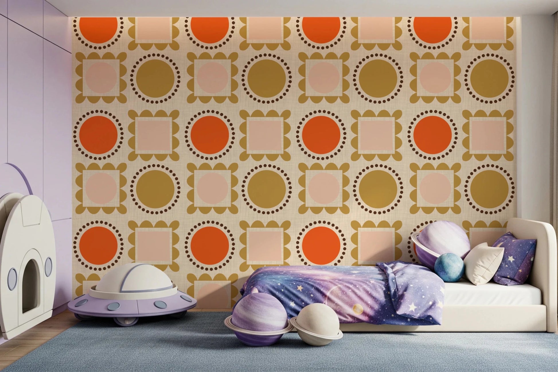 Mid Mod Pictures Frames - Beige Pink Ocher Wallpaper⁠