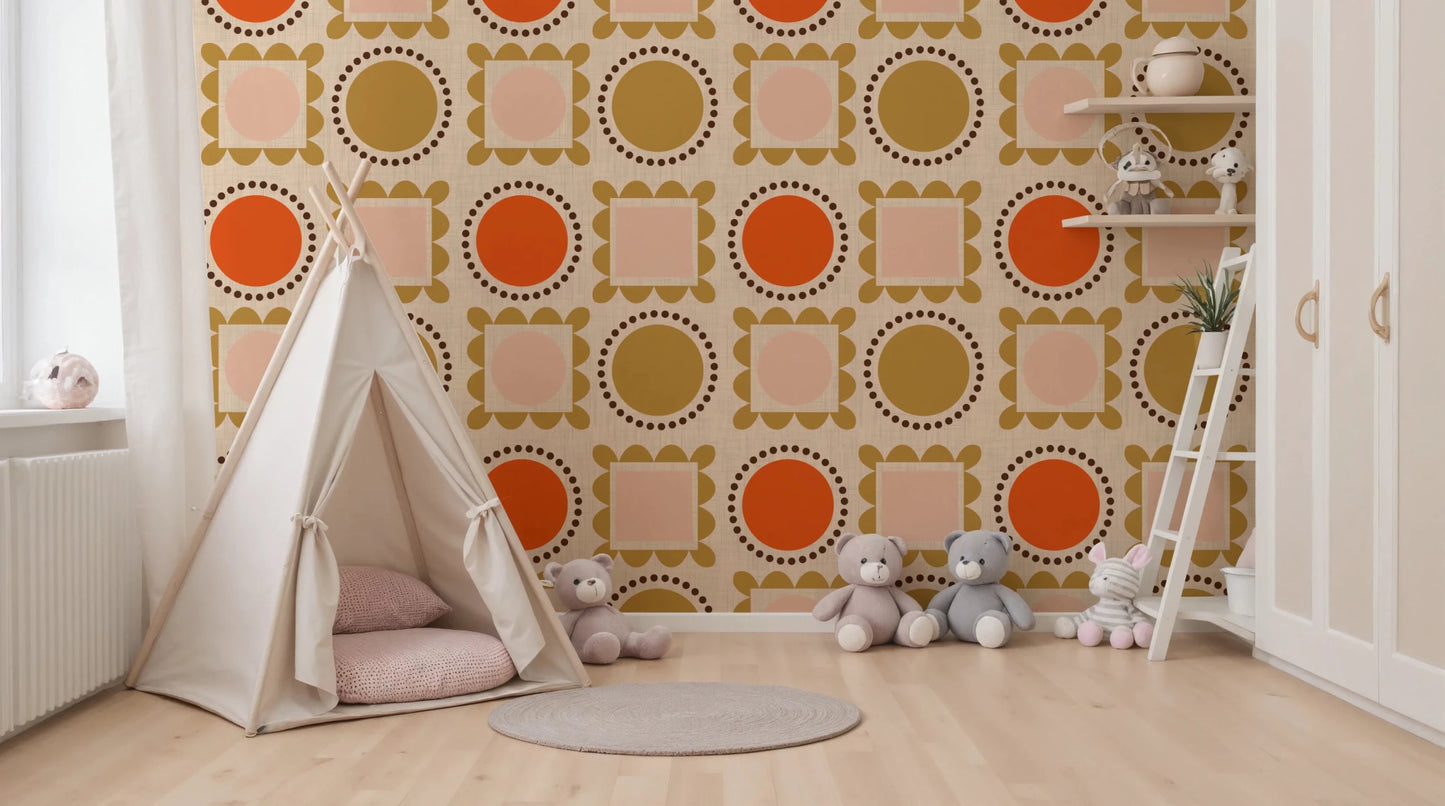 Mid Mod Pictures Frames - Beige Pink Ocher Wallpaper⁠