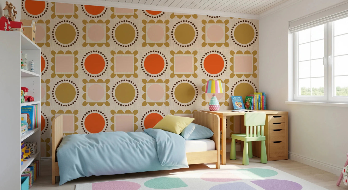 Mid Mod Pictures Frames - Beige Pink Ocher Wallpaper⁠