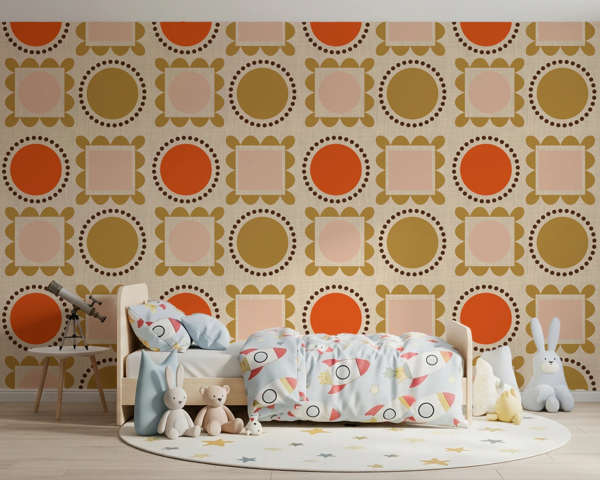 Mid Mod Pictures Frames - Beige Pink Ocher Wallpaper⁠