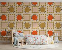 Mid Mod Pictures Frames - Beige Pink Ocher Wallpaper⁠