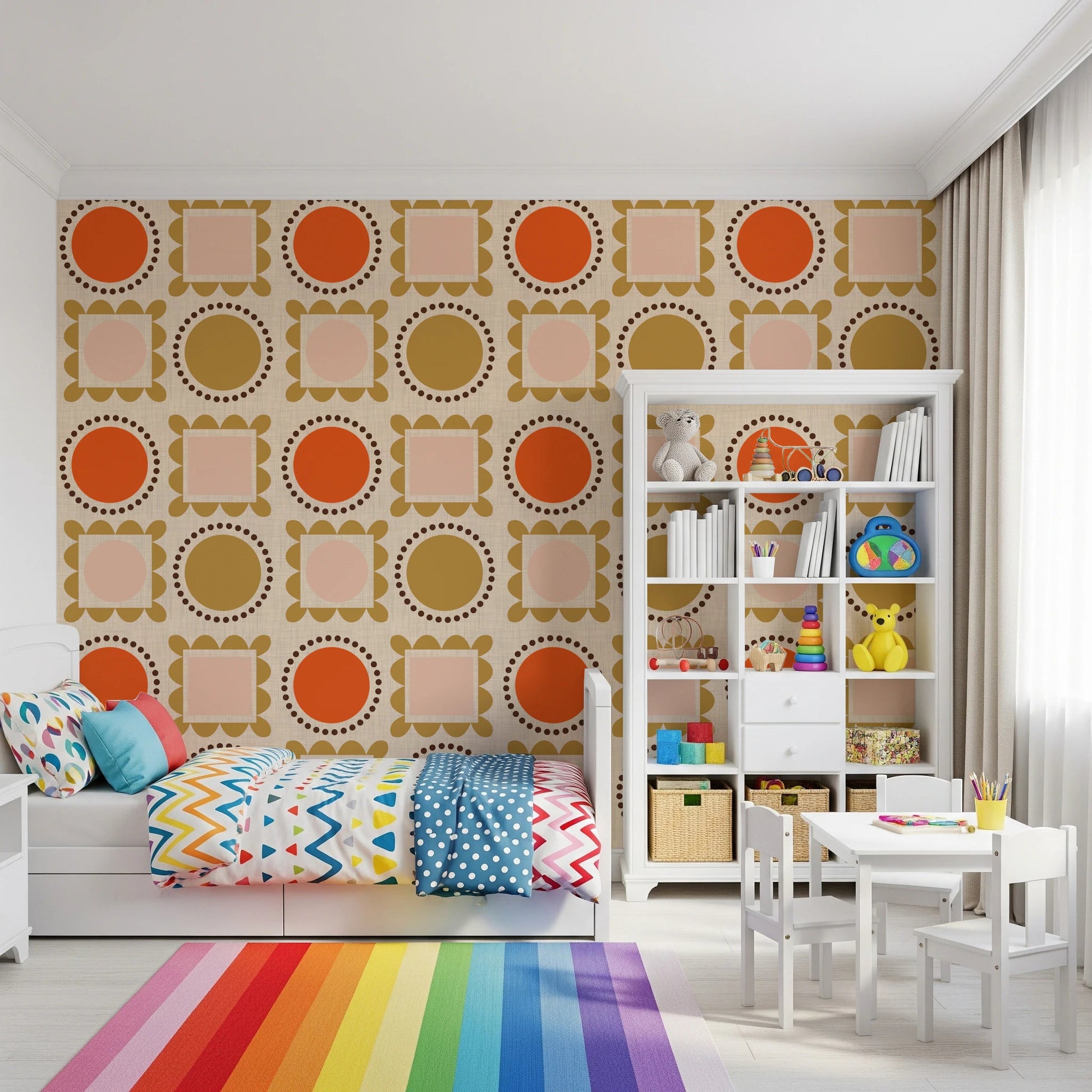 Mid Mod Pictures Frames - Beige Pink Ocher Wallpaper⁠