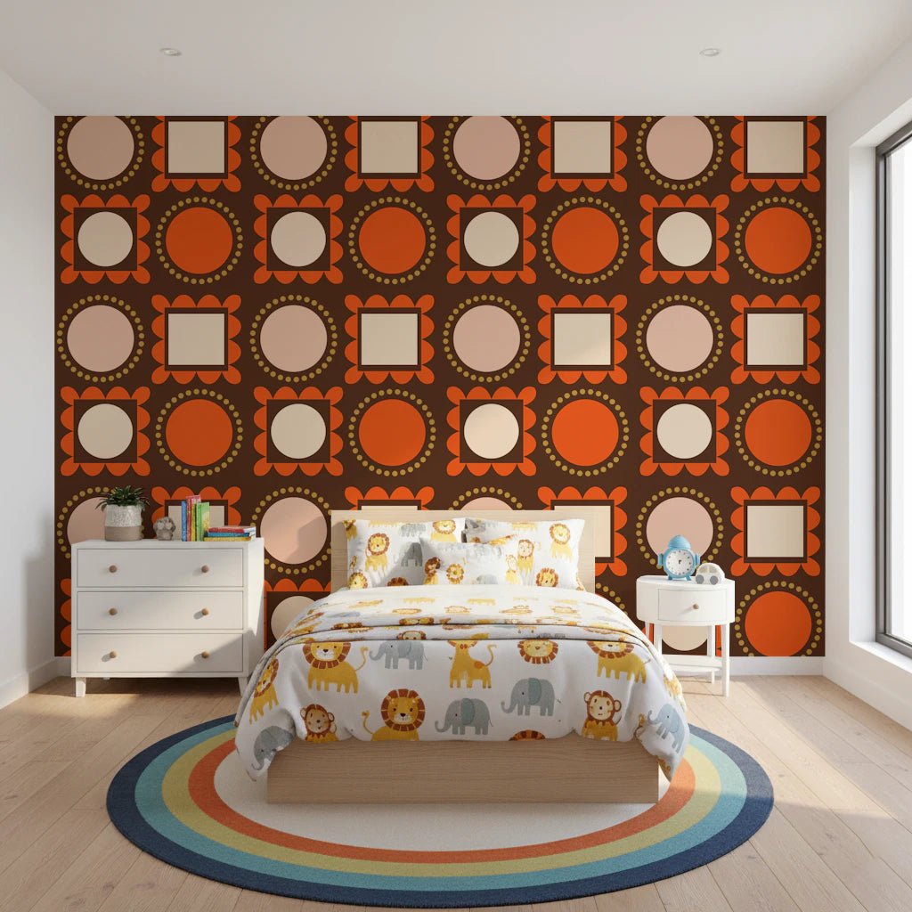 Mid Mod Pictures Frames - Chocolate Ocher Terracotta Wallpaper⁠
