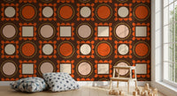 Mid Mod Pictures Frames - Chocolate Ocher Terracotta Wallpaper⁠