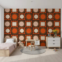 Mid Mod Pictures Frames - Chocolate Ocher Terracotta Wallpaper⁠