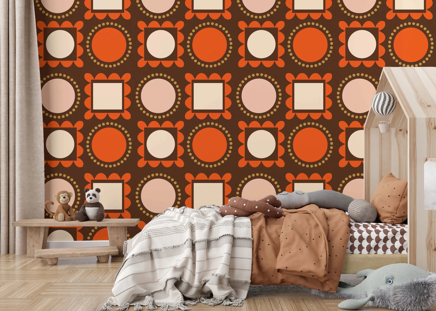 Mid Mod Pictures Frames - Chocolate Ocher Terracotta Wallpaper⁠
