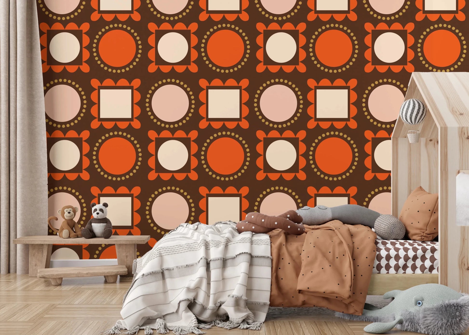 Mid Mod Pictures Frames - Chocolate Ocher Terracotta Wallpaper⁠