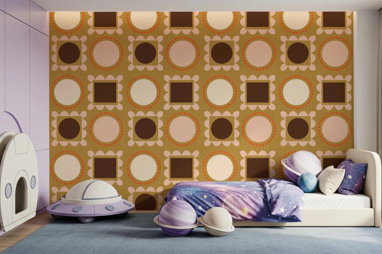 Mid Mod Pictures Frames - Ocher Wallpaper⁠