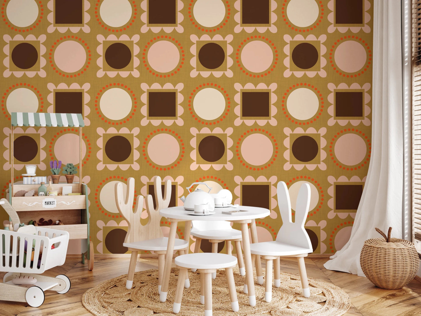 Mid Mod Pictures Frames - Ocher Wallpaper⁠