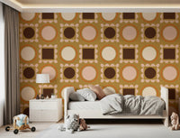 Mid Mod Pictures Frames - Ocher Wallpaper⁠