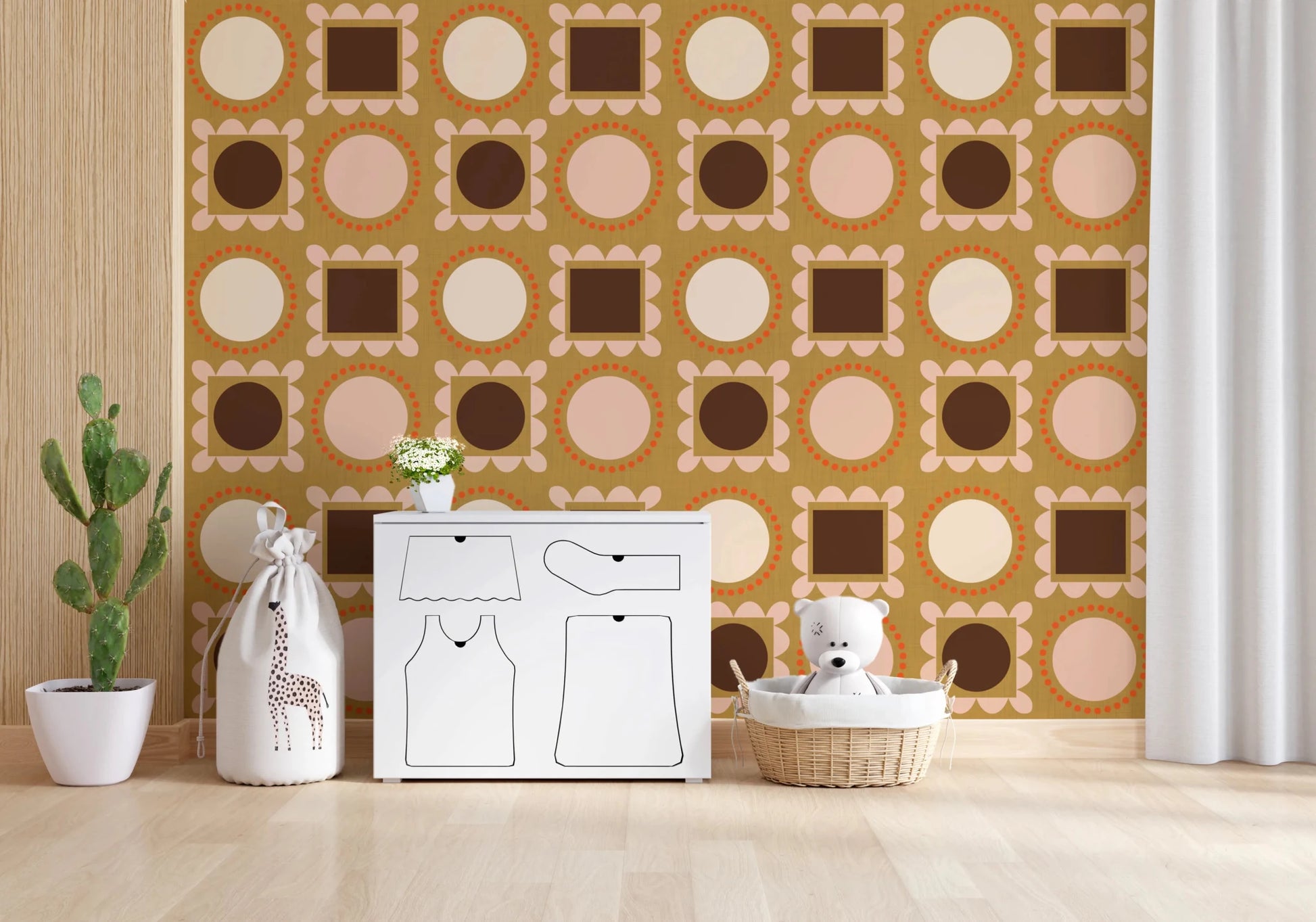 Mid Mod Pictures Frames - Ocher Wallpaper⁠