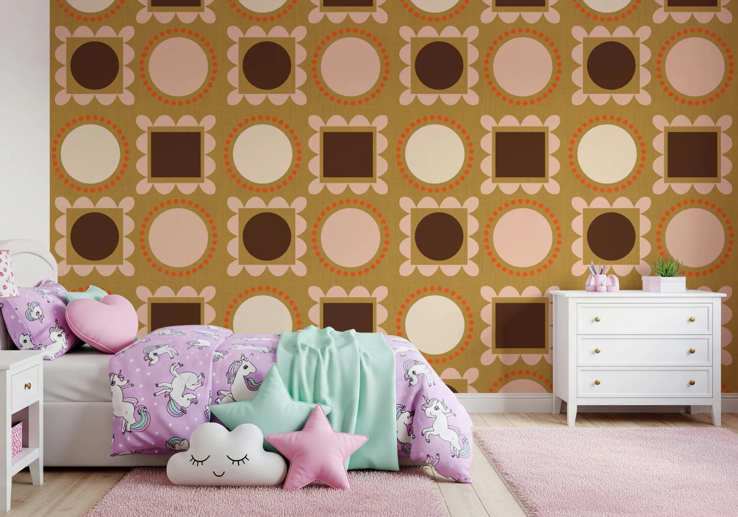 Mid Mod Pictures Frames - Ocher Wallpaper⁠