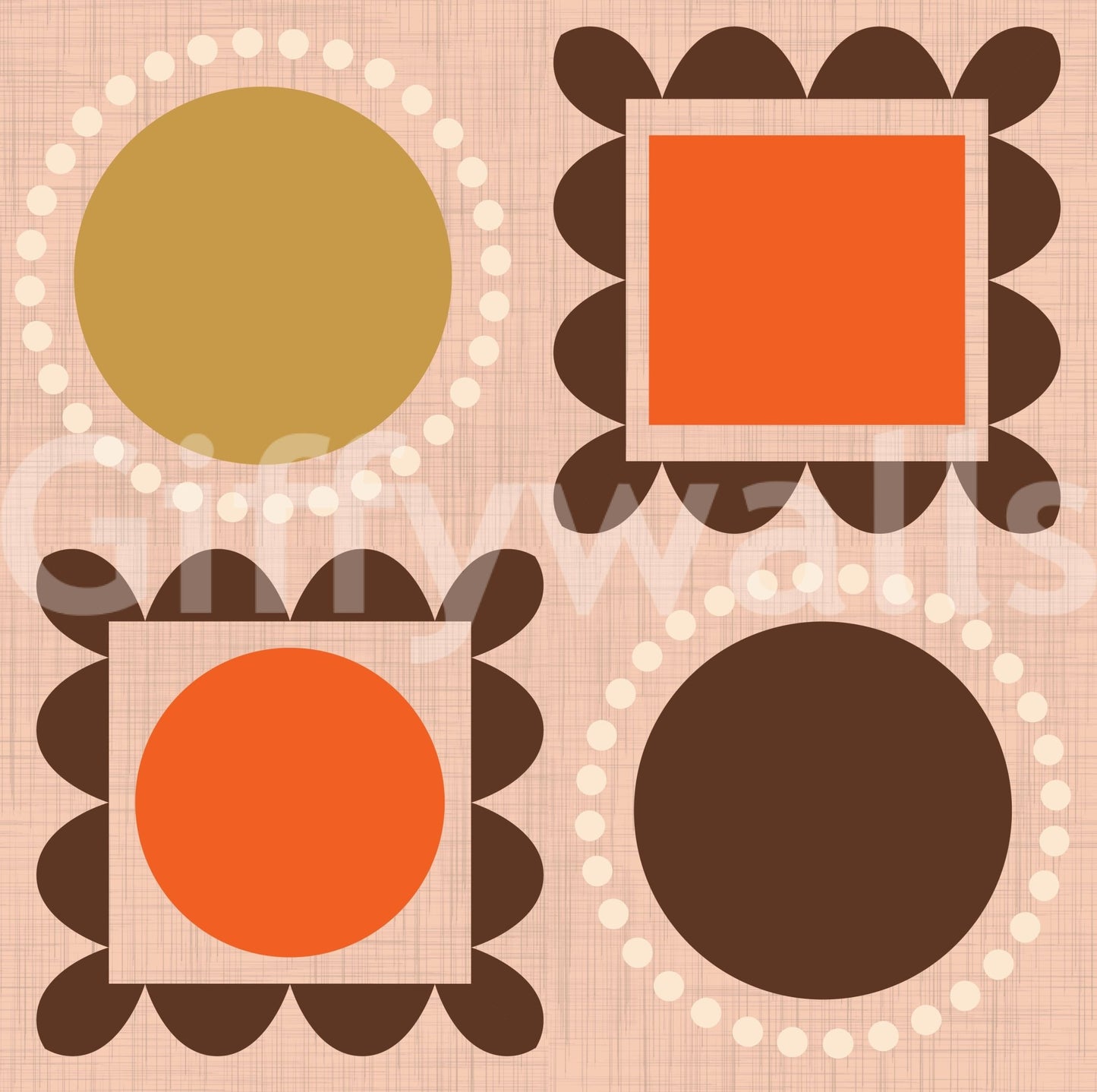 Mid Mod Pictures Frames - Pink Ocher Terracotta Wallpaper⁠