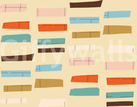 Awesome mid geometric design; abstract pieces in a warm, appealing color scheme.